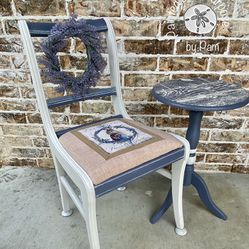 Vintage BUNNY painted accent table and chair set