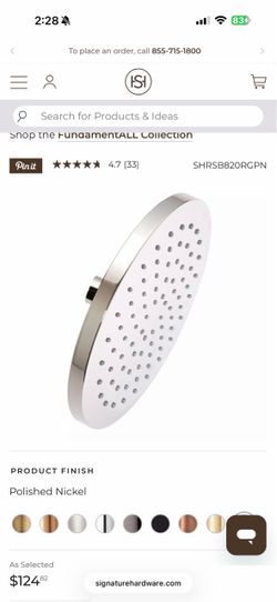 FundamentALL 8" Round Single-Function 1.75 GPM Shower Head - Polished Nickel
