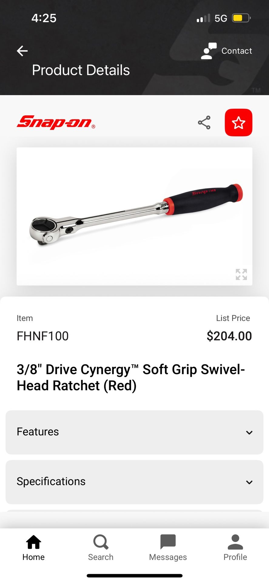 Snap-on 3/8" Drive Cynergy Soft Grip Swivel-Head Ratchet (Red