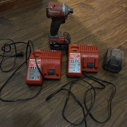 Milwaukee M18 Impact Driver Set – 2× XC5.0 Batteries – 2 Chargers – WORKS GREAT