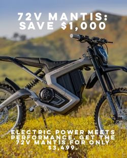 $1,000 OFF NEW ELECTRIC DIRT BIKE - NEW 72V Rawrr MANTIS All-Terrain Dirt Bike Silver