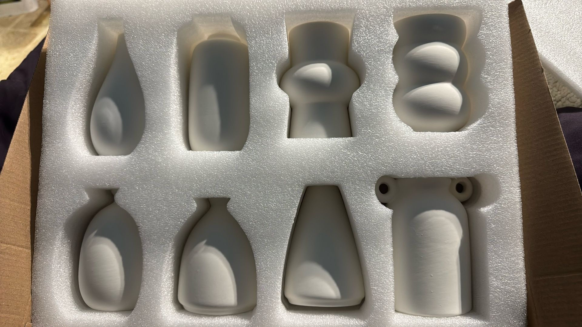 8 White Ceramic Bud Vases By Parlamain