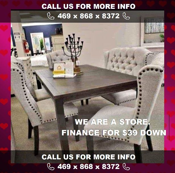 Black Table, Linen Velvet Chairs And Bench | Brand New Ashley