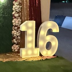 Marquee Number 16   "3 Ft Tall"           $30