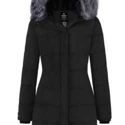  Women's Winter Jacket Insulated Black XL