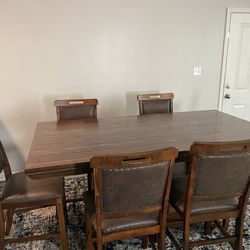Six chair Brown Dinner Table