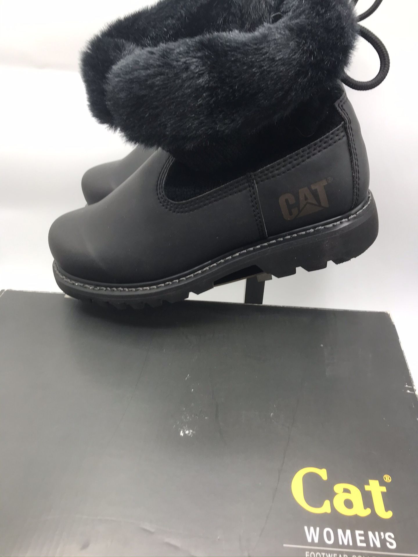 Cat Womens Bruiser Scrunch Fur Casual Work Winter Boots Black