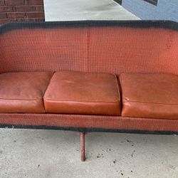Wicker Couch With Leather Cushion