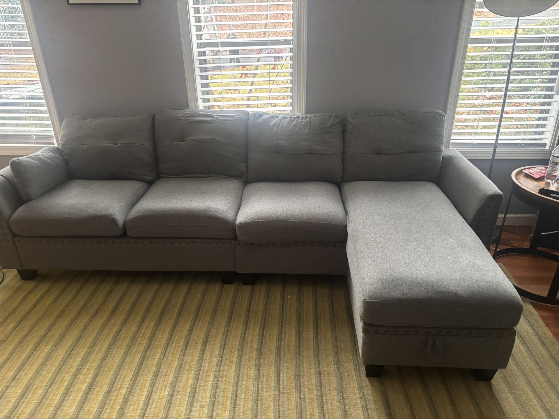 Sofa Grey Detachable Sectional W/ Chaise And Storage 