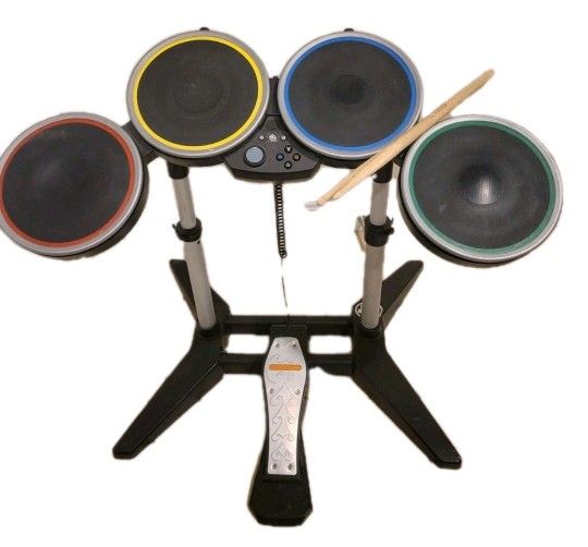 ROCKBAND HARMONIX DRUMSET XBOX 360 ORIGINAL WITH FOOT PEDAL + STICKS WORKING