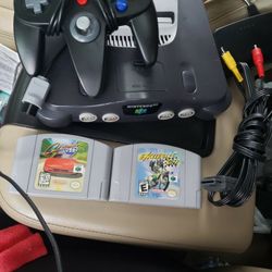 Nintendo 64 System With Controller. Cords Cruisn Usa And Excite Bike 