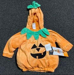 New 12/18 month hooded plush pullover pumpkin costume