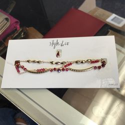 Style & Co Red Bead Anklet Retail 19.50