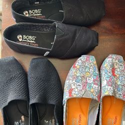 3 Pairs Of Used Bob’s  Skechers With Memory Foam