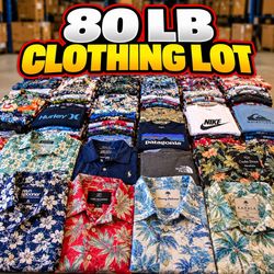 MENS SHIRT LOT 80 LB SMALL-3XL GRAPHIC TEES HAWAIIAN BUTTON-DOWNS BULK RESALE