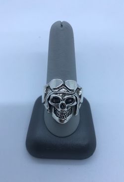 Solid .925 Death From Above Skull Ring Estate Jewelry