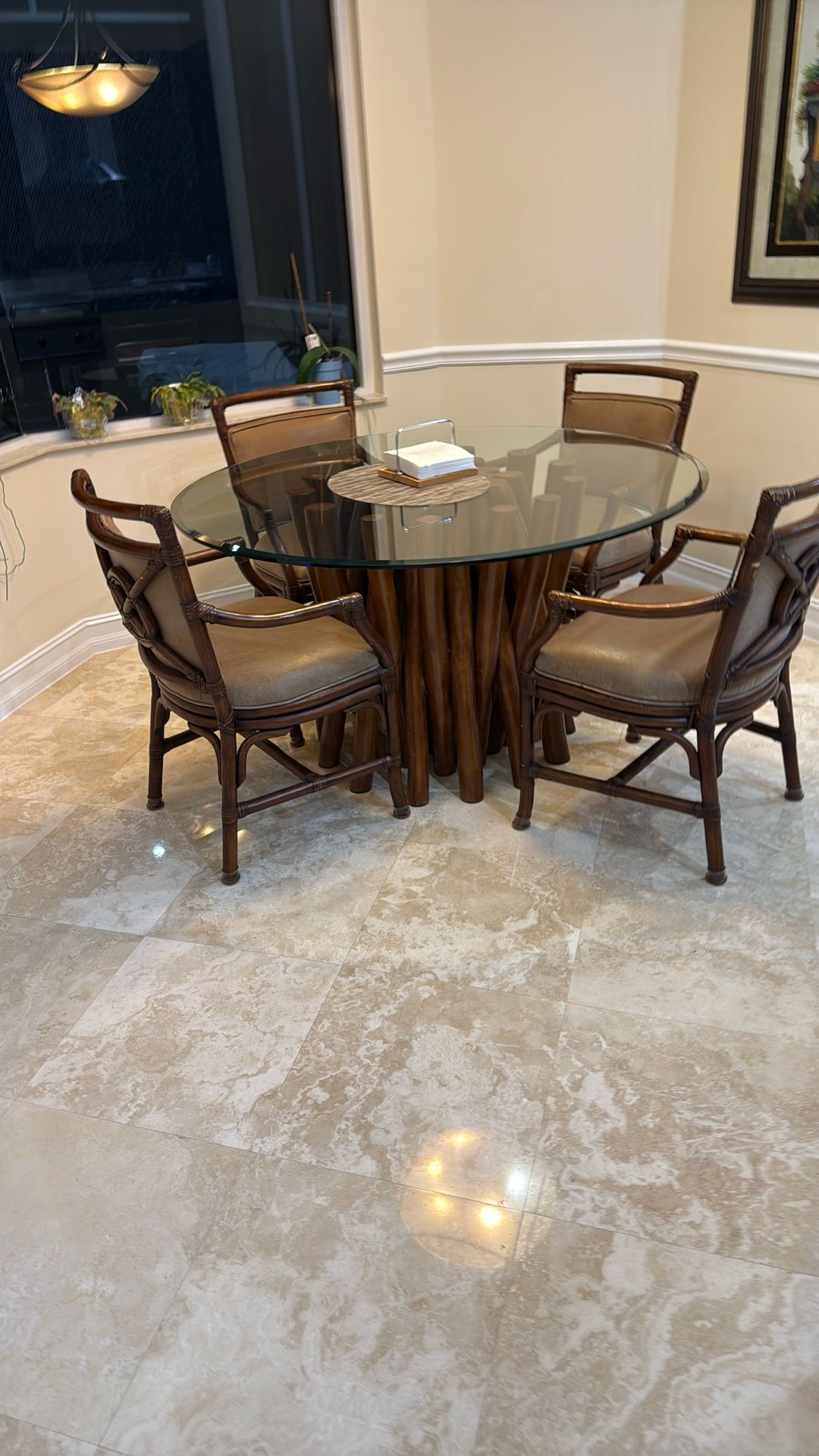 Glass Table Top With Base And 6 Chairs