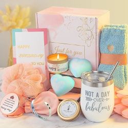 Birthday Gifts for Women, Unique Happy Birthday Relaxing Spa Bath Set Gift Baskets Ideas for Her, Mom, Sister, Friends, Best Pampering Care Gift Box 
