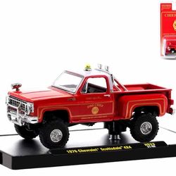 1976 Chevy Scottsdale 10 4x4 Fire Chief Pickup Red High Flame SBFD City Fire Department Diecast