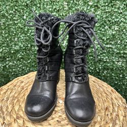 Black Boots With Faux Fur 8.5