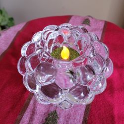 Orrefors Sweden Raspberry Bubble Crystal Candleholder Votive