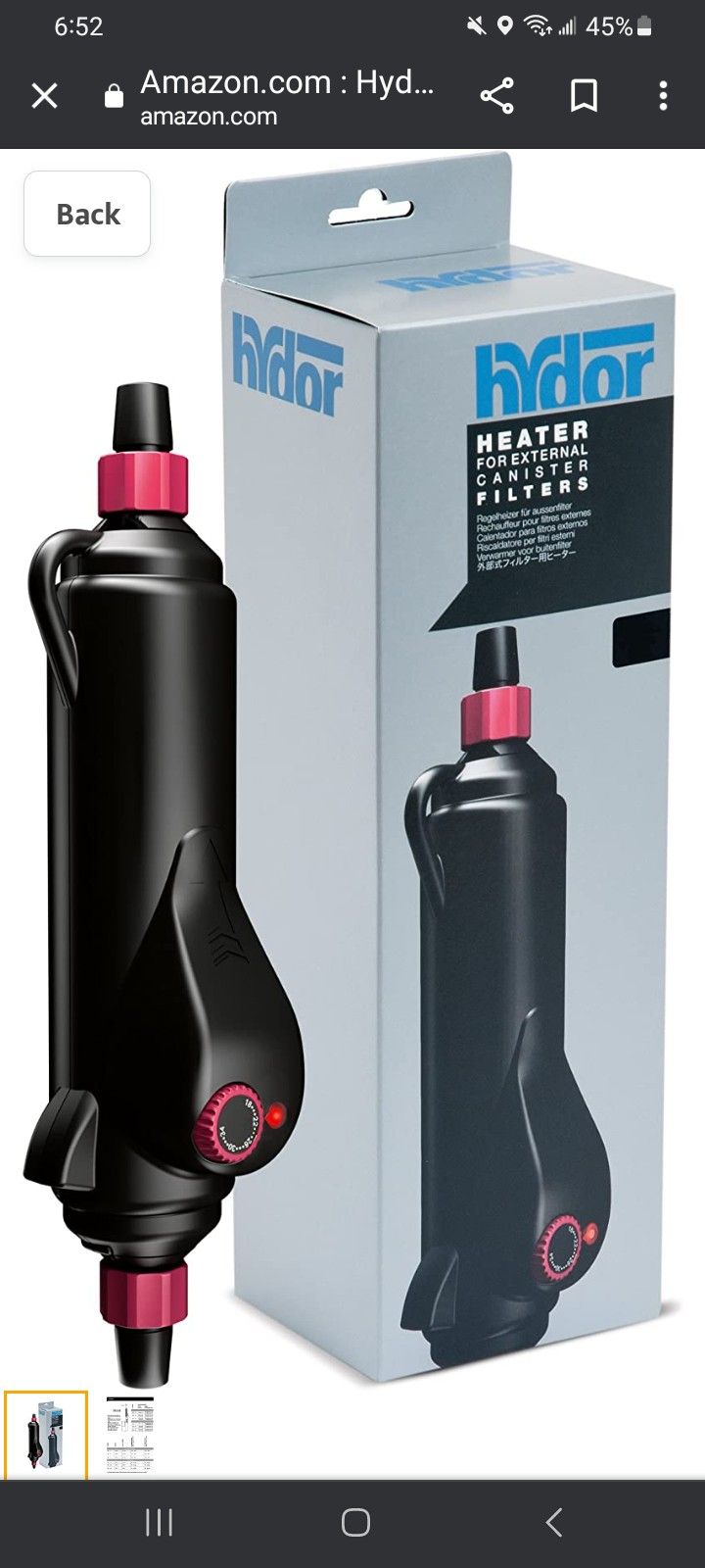 Hydor Inline Aquarium Heater