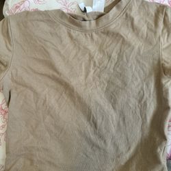 Divided Brown-Tan Crop Top (Size S) – Gently Used, Versatile & Comfy