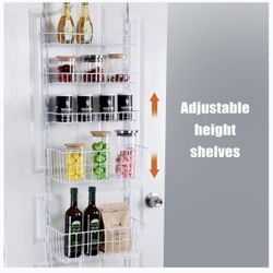 Judecude 6-Tier Over the Door Pantry Organizer, Hanging Storage Metal Rack with 6 Adjustable Medium Basket, Closet Organization Kitchen Spice Rack wit