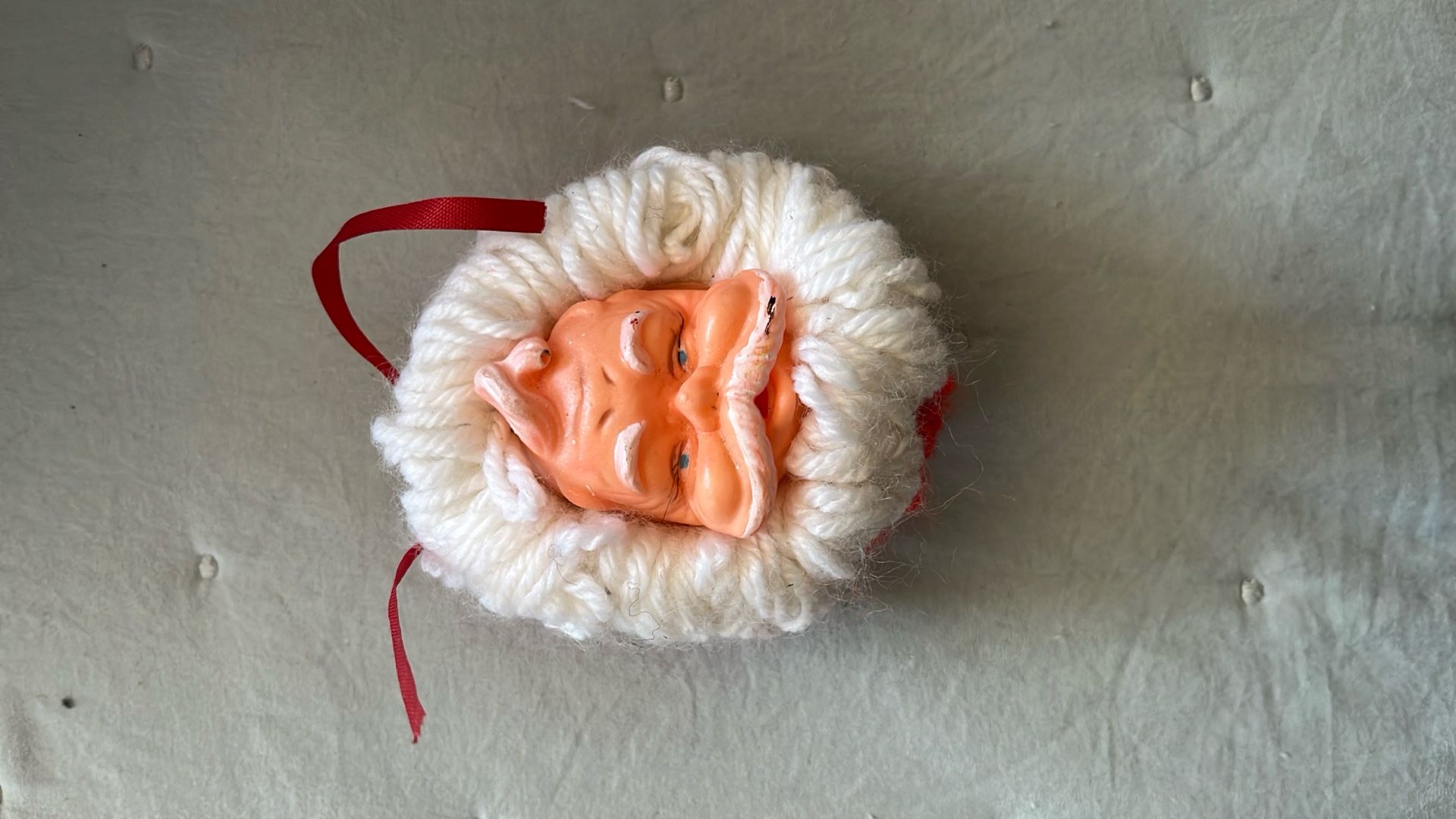 Vintage Yarn Santa Ornament 