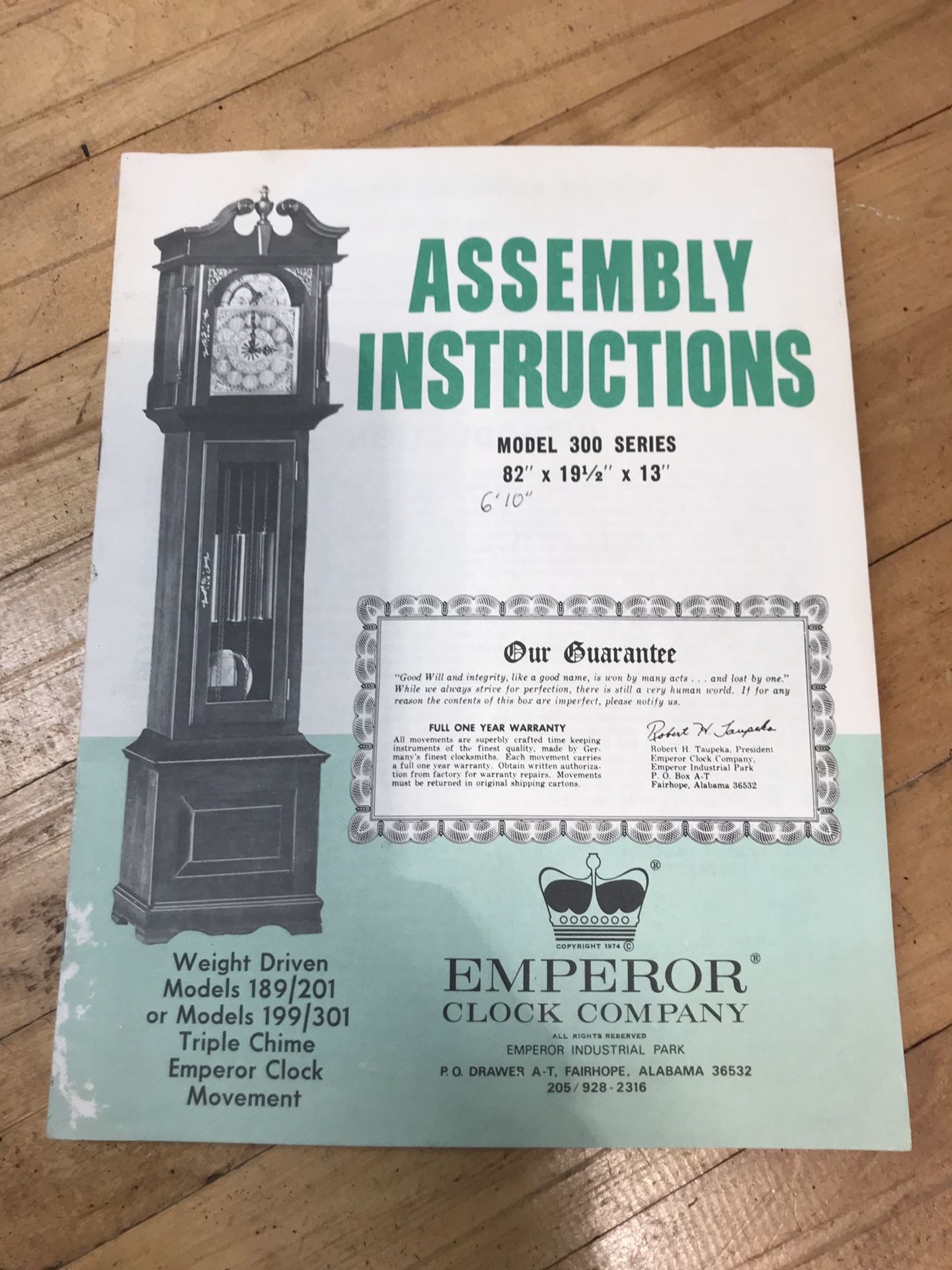 Complete cherry Emperor grandmother clock kit.