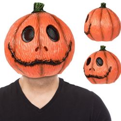 Halloween Pumpkin Mask for Adults Creepy Pumpkin Face Mask Scary Halloween Pumpkin Head Costume Mask
