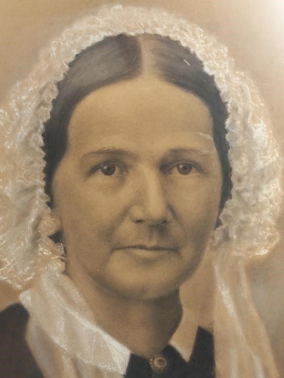 ANTIQUE 1800’s MARY CAMPBELL Portrait Enhanced with Pastels - Gilt Ornate Frame