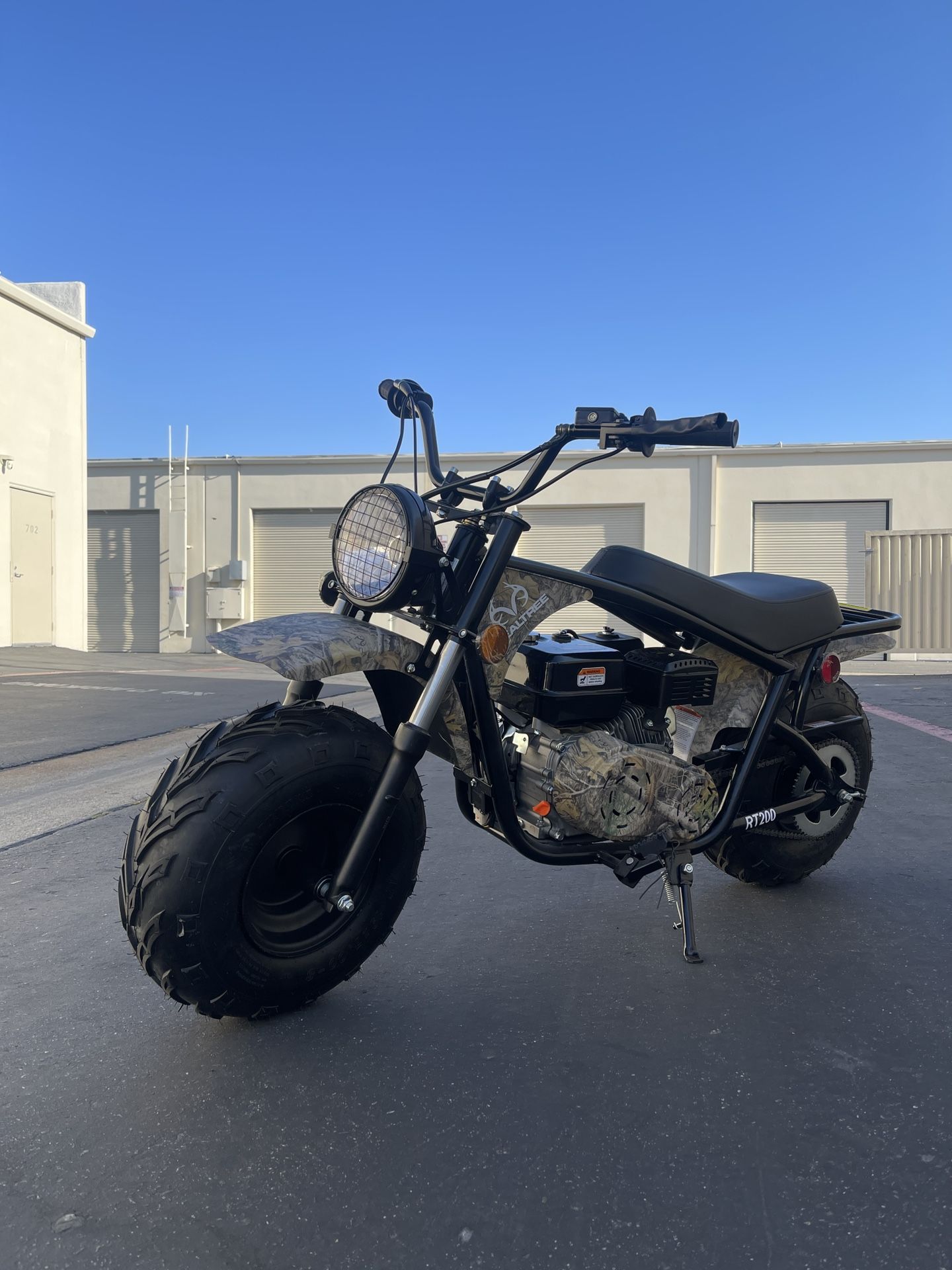 196cc Gas Powered Camo Minibike ,4-Stroke, 23 -28Mph, 200 lbs Maximum Load, Off-Road and Trail Riding