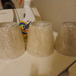 3 Small Beige Lamp Shades