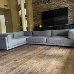 Blu Dot Sunday L Sectional Sofa Designer Modern Low Couch Down Feather