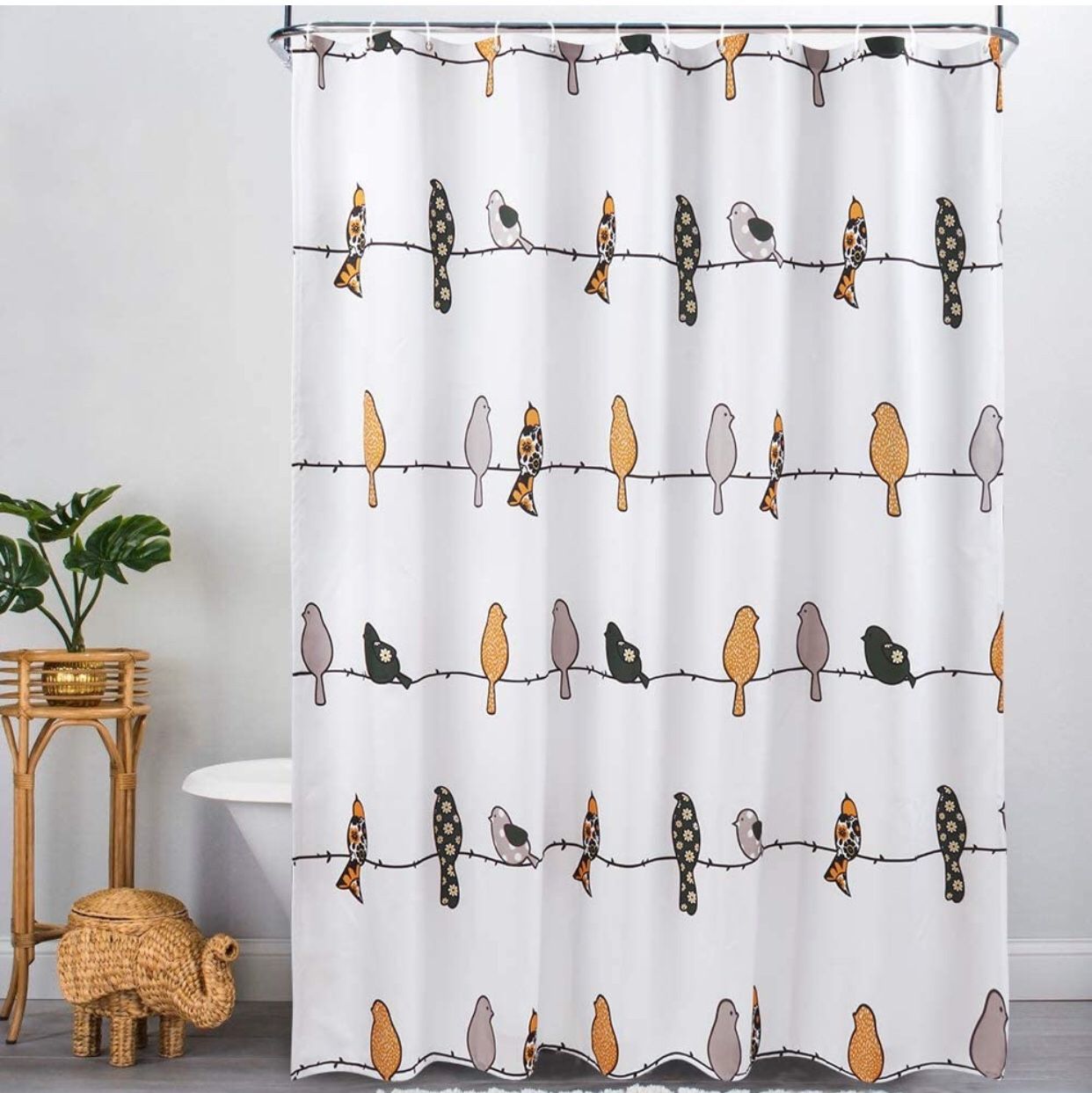 Multicolor Rowley Bird Shower Curtain Colorful Farmhouse Fabric Shower Curtains for Bathroom with Hooks Waterproof Heavy Cute Print Design 72” x72”
