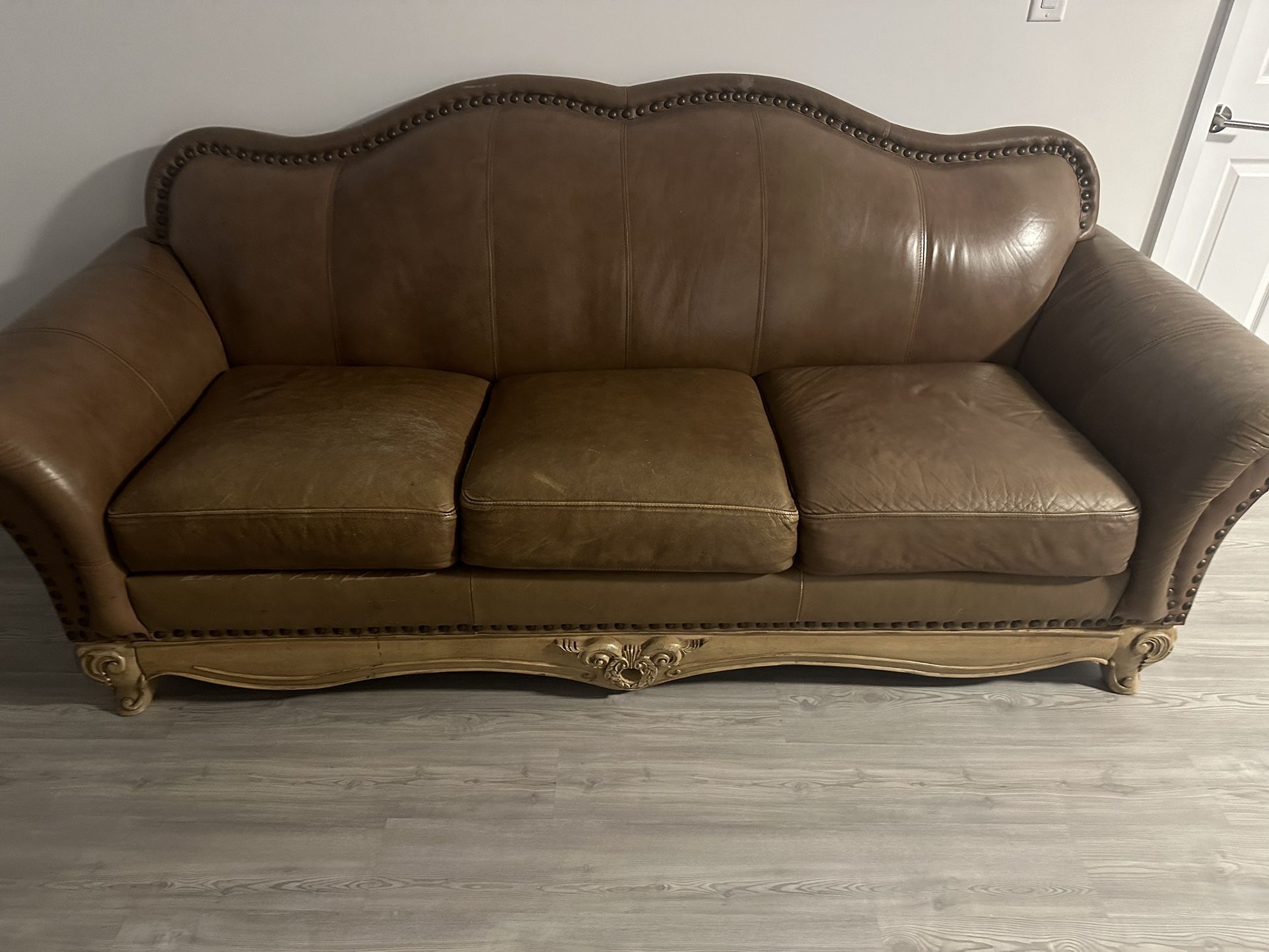 Real Leather Couch And Loveseat $300