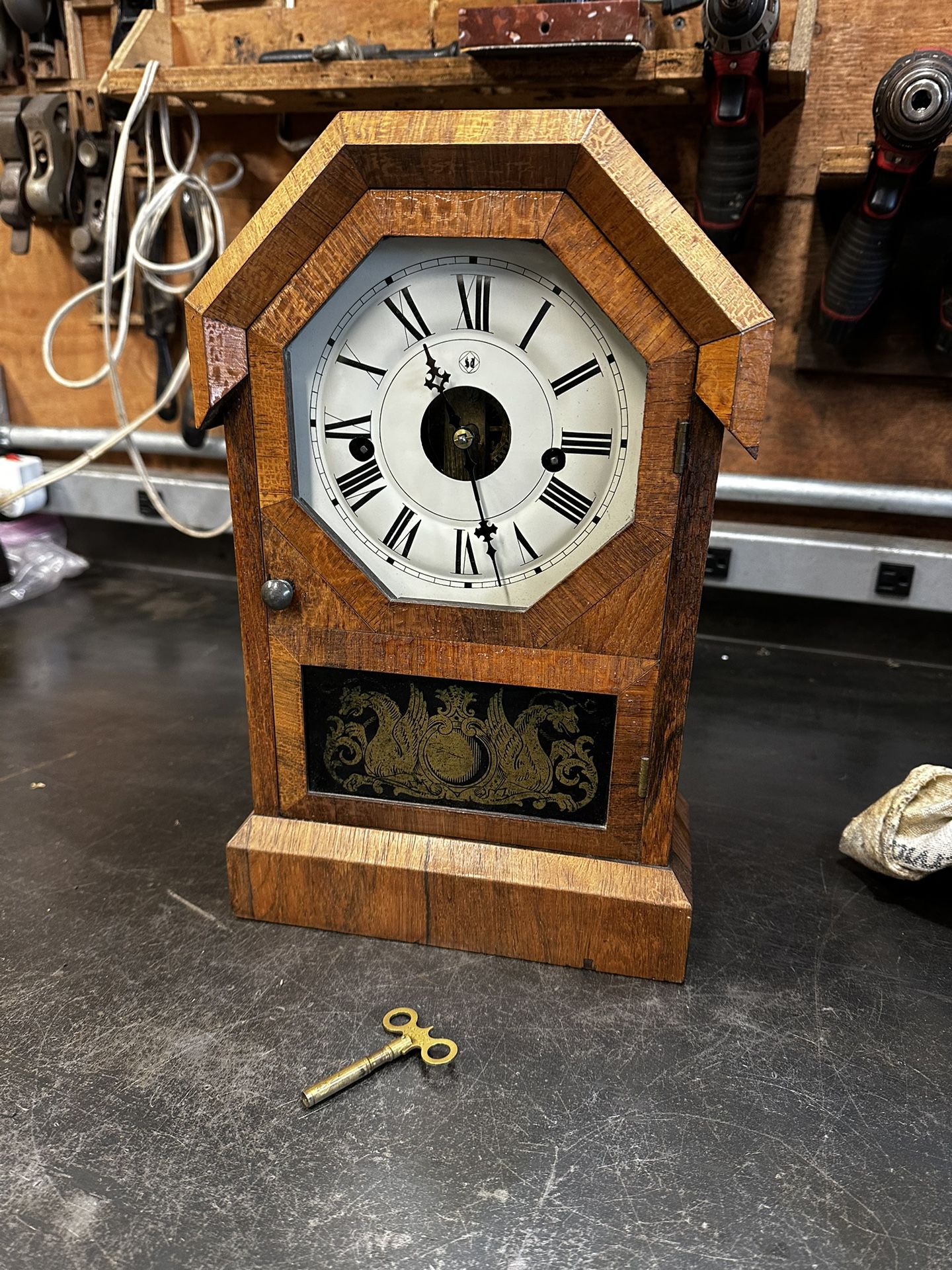 WORKING Antique Seth Thomas Cottage Clock Mechanical With Key