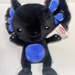 NWT Fiesta Plush Brand Black & Blue Colored Axolotl Stuffed Animal Collectable