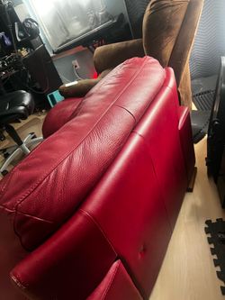 Red leather individual sofa