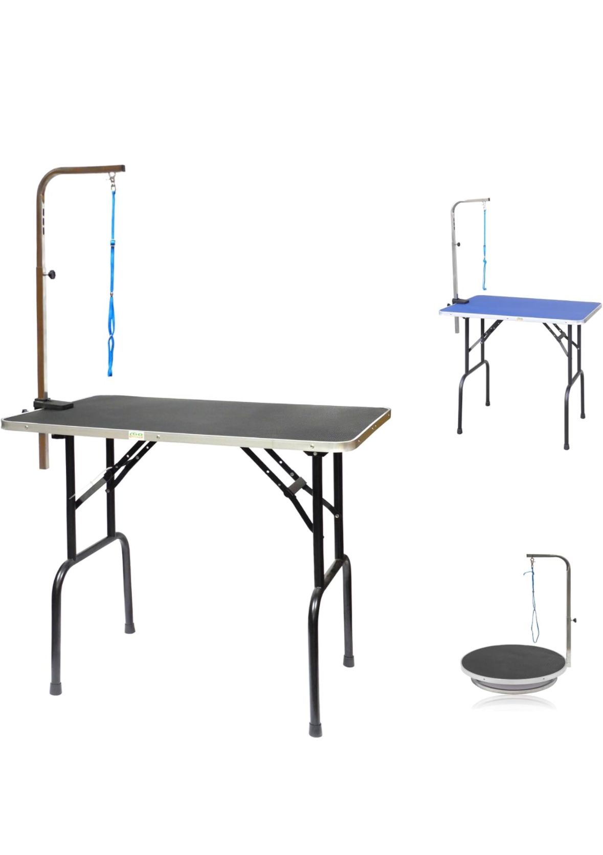 Go Pet Club 48-Inch Dog Grooming Table, Adjustable Arm Foldable Non-Slip Top, Rust-Proof, Waterproof, Warp-Free Trimming Table for Pets, Black