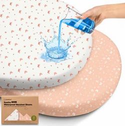 2-Pk Waterproof Bassinet Sheets - 33x17 Butterflies
