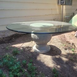 6ft Diameter Glass Pedestal Table