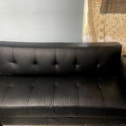 Futon And Couch Black Leather With Storage 