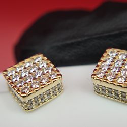 Iced Square Moissanite Stud Earrings – 2.00 CTW – Solid 925 Silver