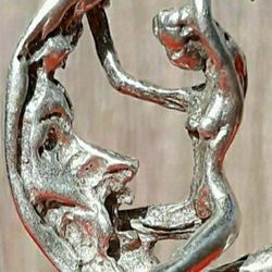 One Of The Kind Sterling Silver Art Piece Pendant Moon Rider Signed By Designer Artist  OG