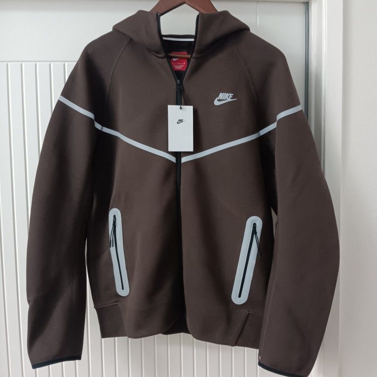 Nike Tech Fleece Windrunner Hoodie Baroque Brown Reflect Silver Full-Zip FZ0754-237 Medium