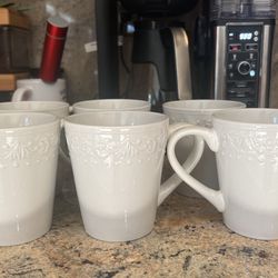 6 White Coffee Mugs