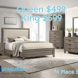 Queen 4 Piece Bedroom Set ✅ Financing Available - Bad or No Credit Accepted ✅ 