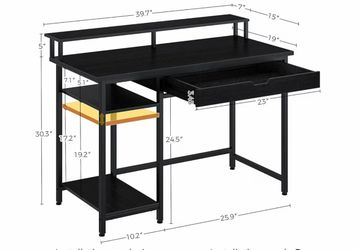 Black Desk and Chair Set